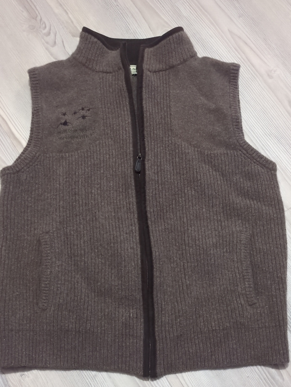 L.L.Bean 100% Merino Lambswool Full Zip Hunting Sweater Vest Brown